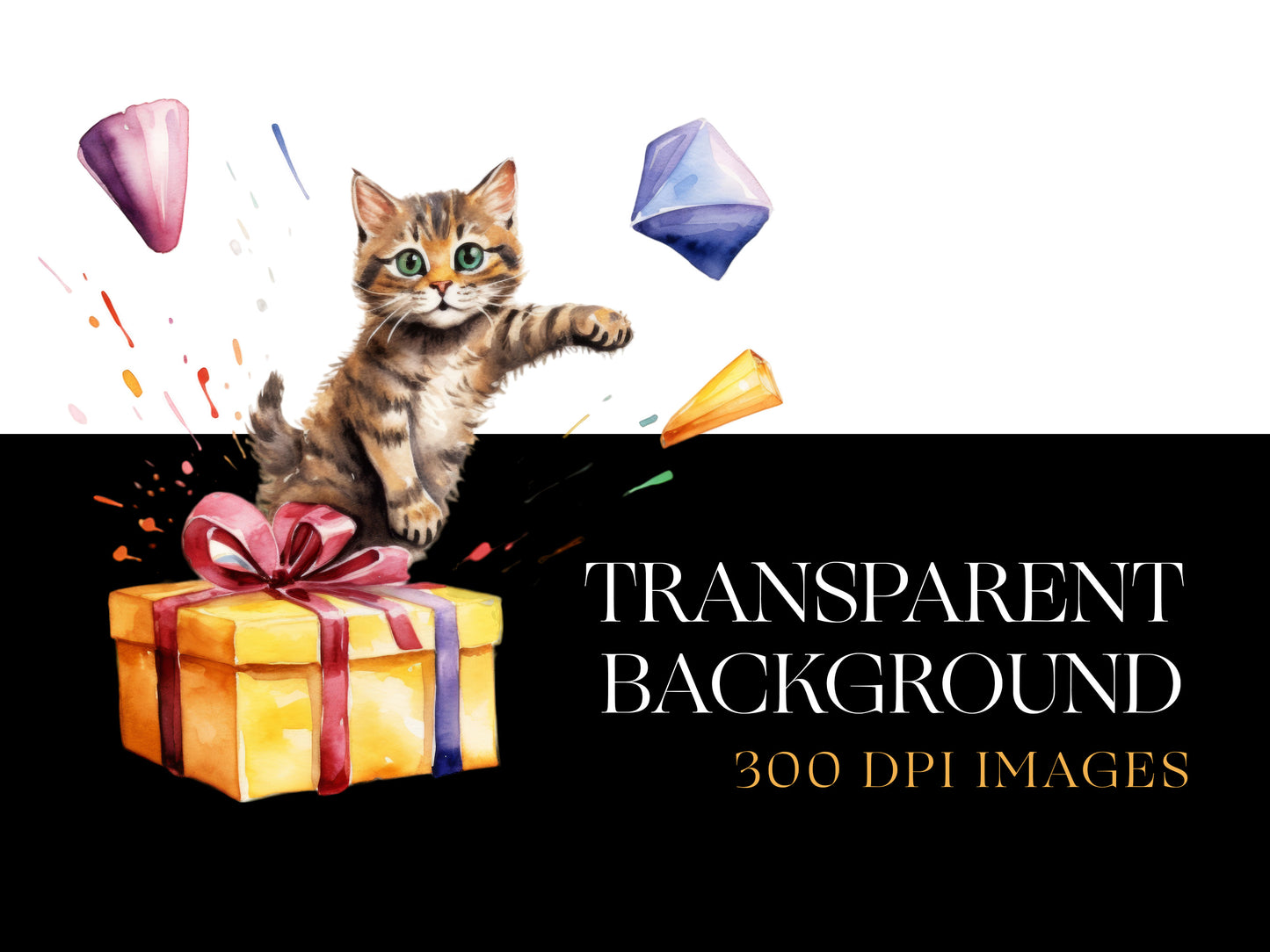 Cat Birthday Clipart, Cat Party Invitation, Birthday Cats