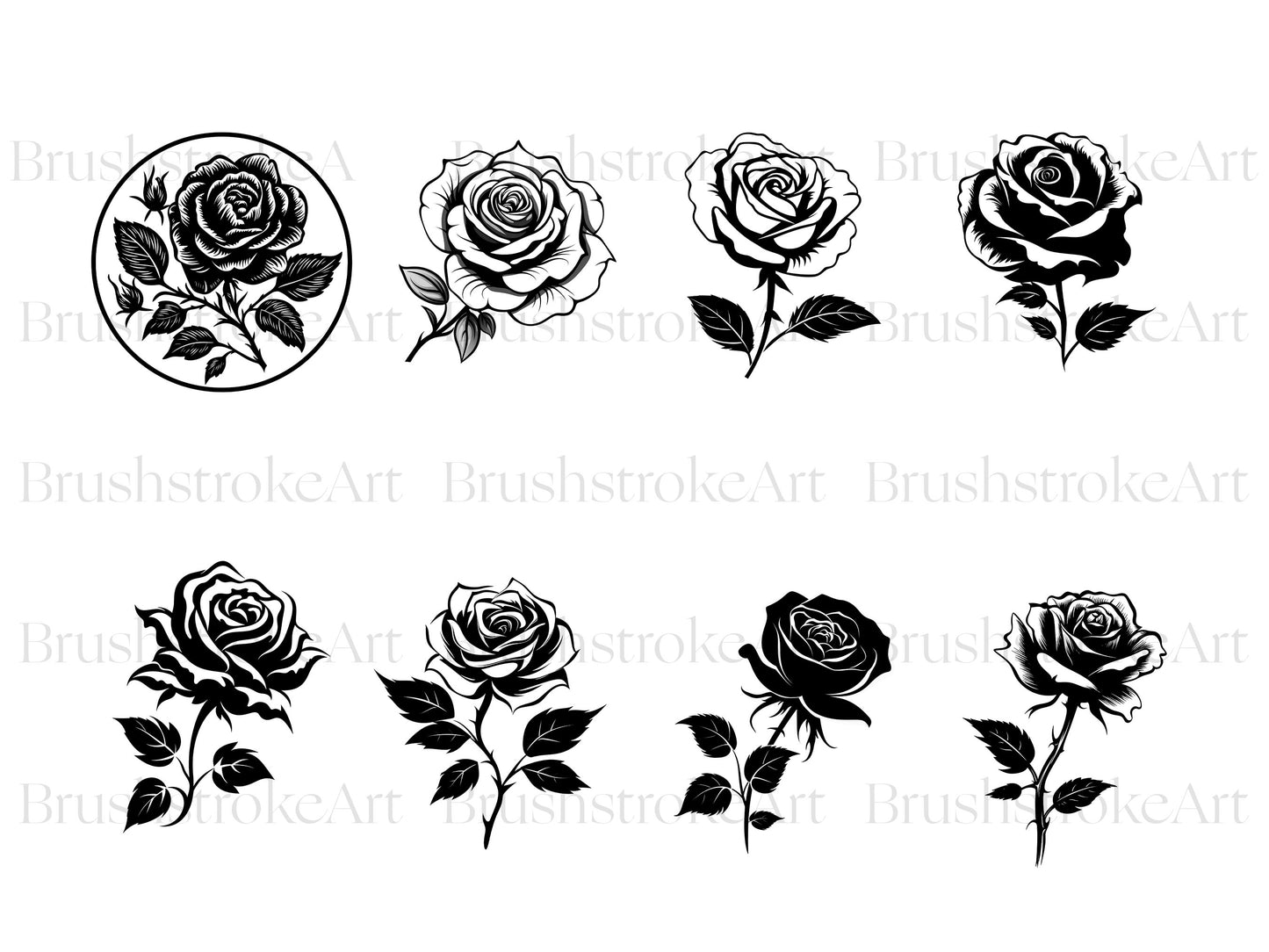 Black Outline Roses