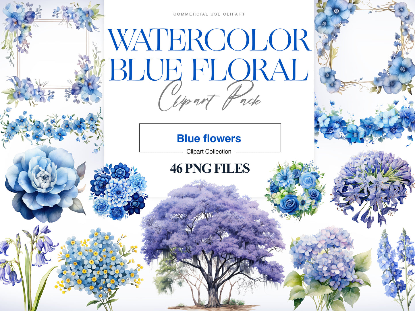 Blue Floral Clipart