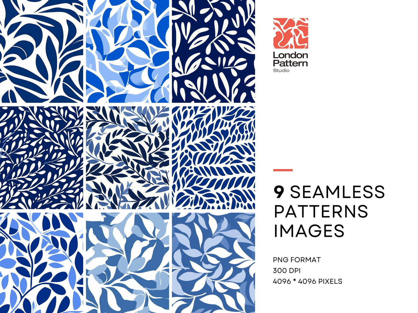 Blue and white vector leaves