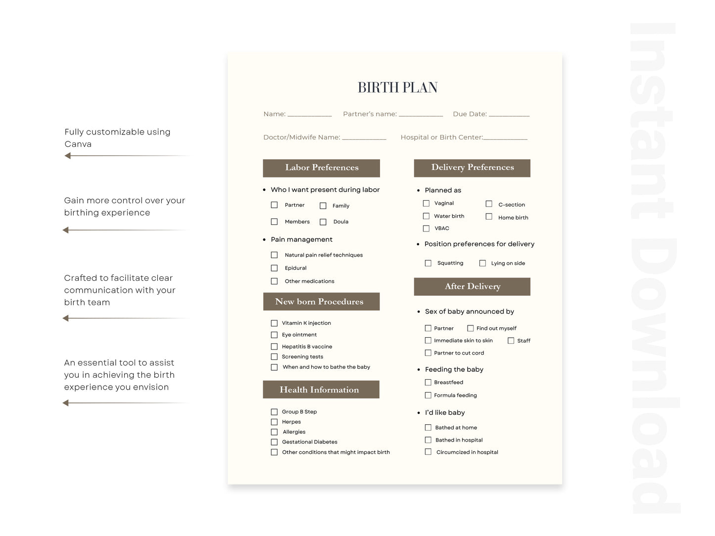 Canva Birth Plan