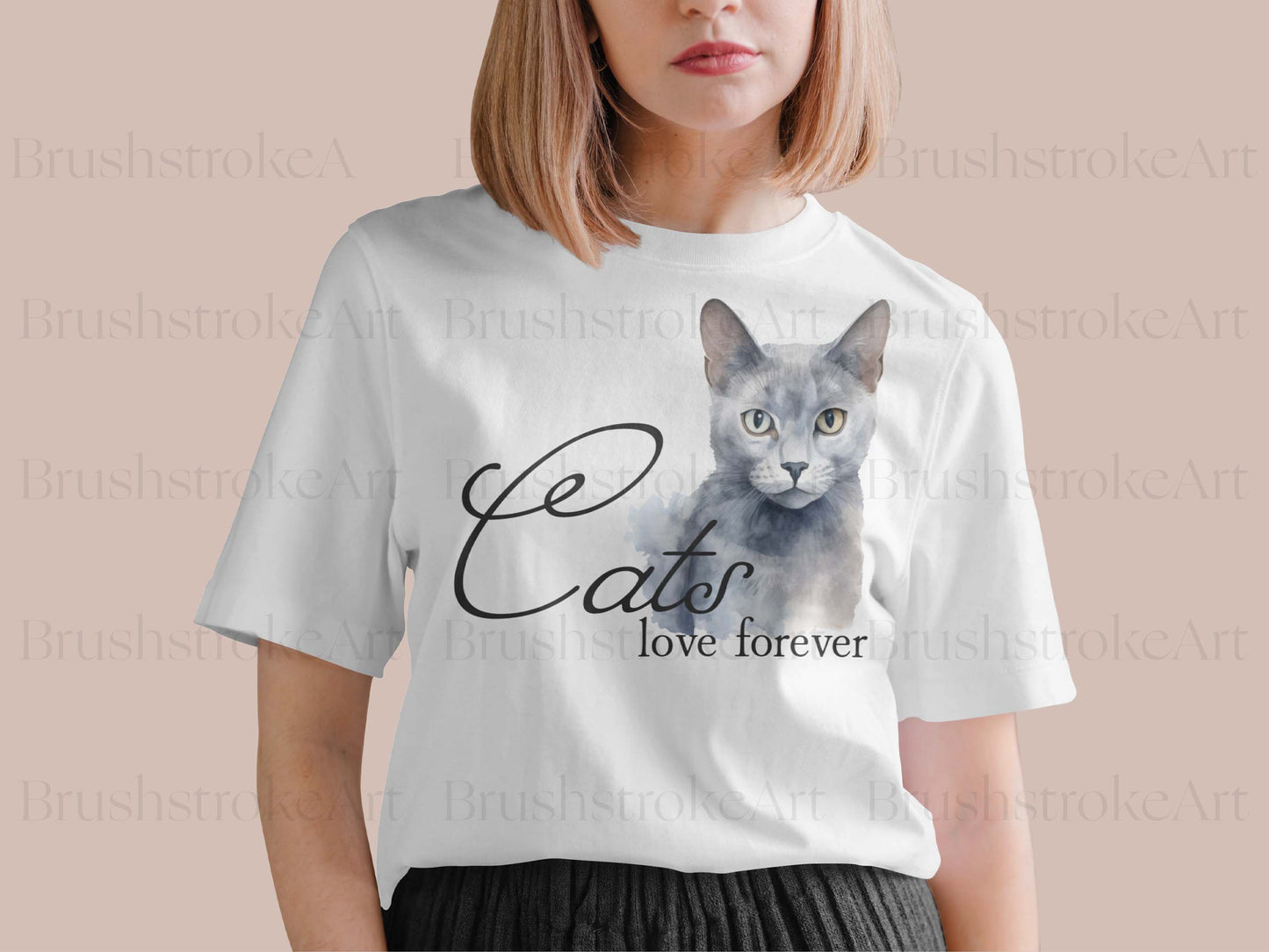 Russian Blue Cat Clipart, Watercolor Cat, Russian Cat Breed