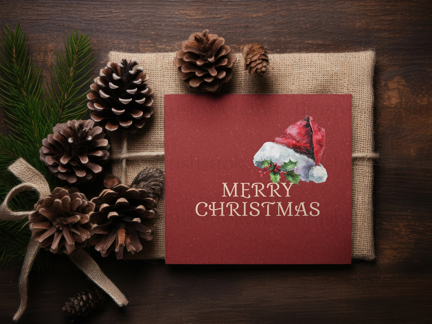 Watercolor Santa Hat Clipart, Red Santa Hat, Christmas Gift