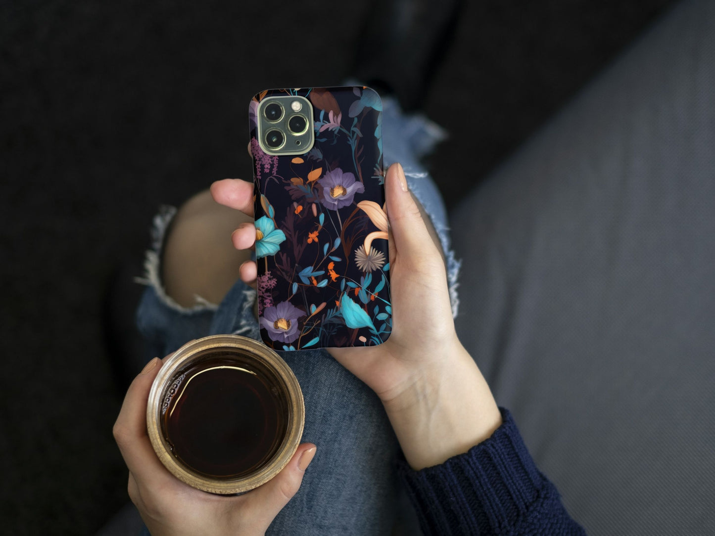 Dark moody floral wallpaper