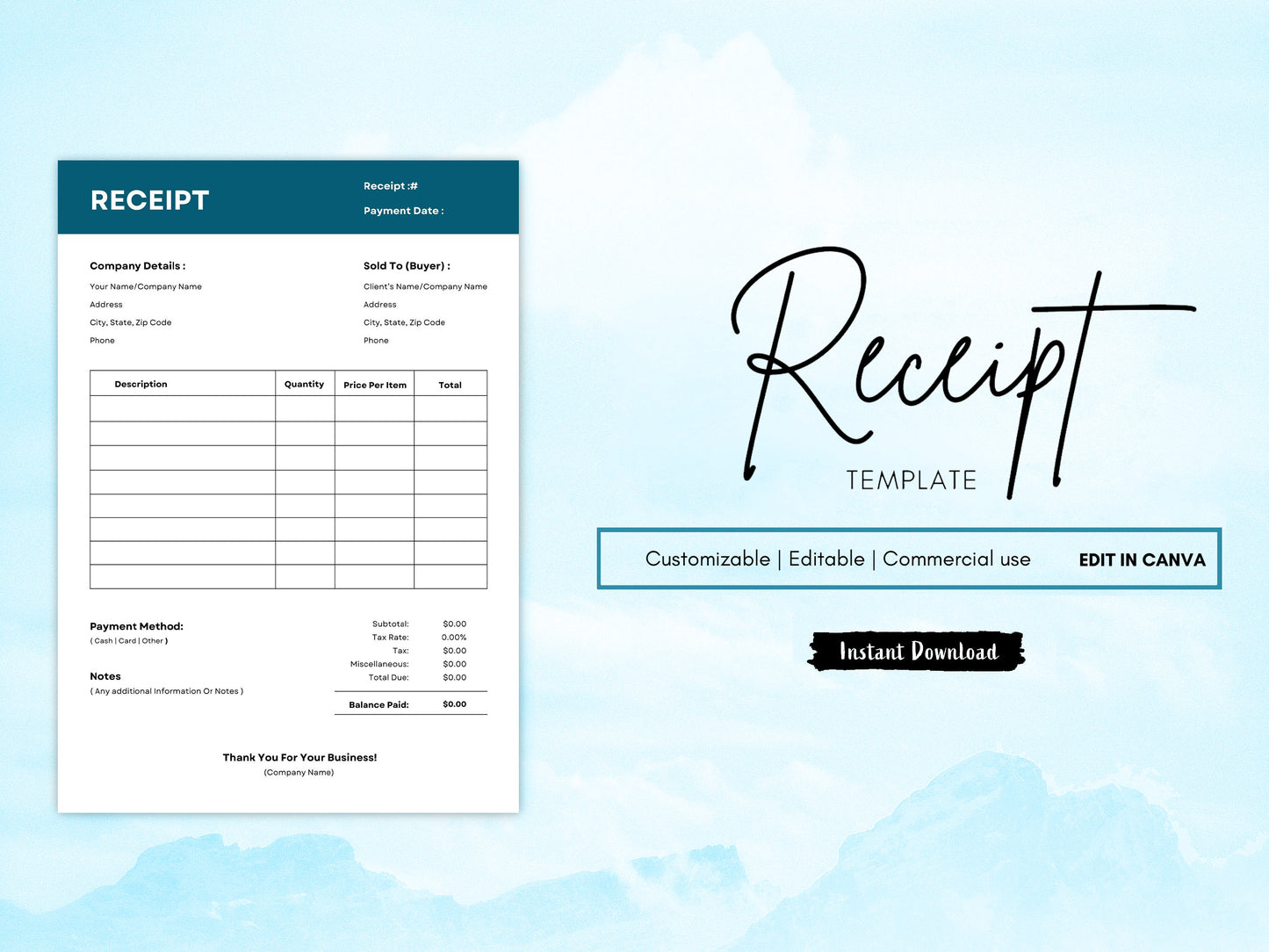 Editable Receipt