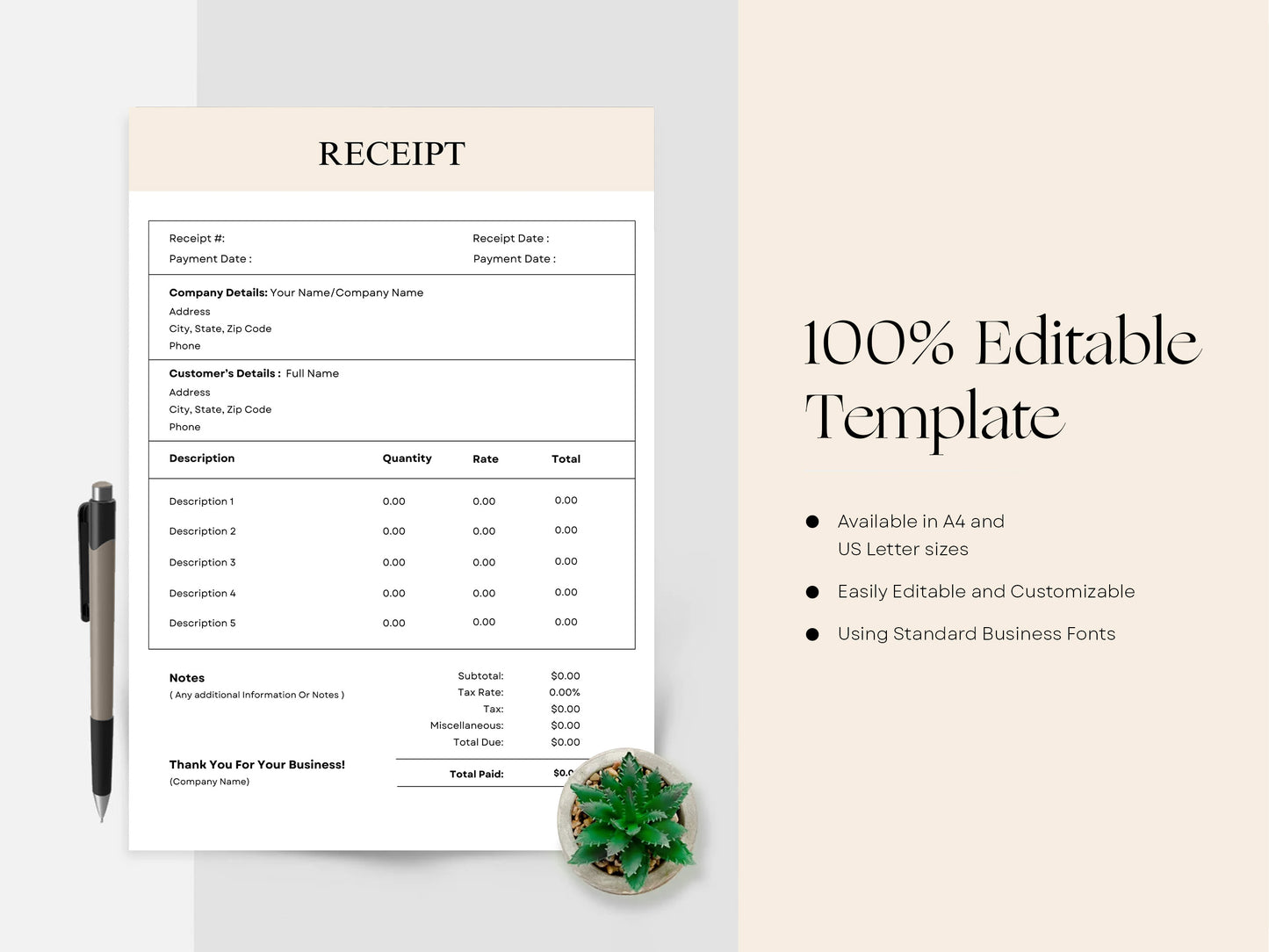 Editable Receipt