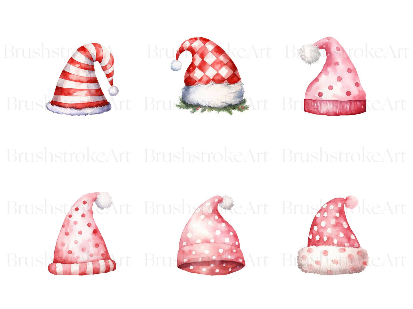 Watercolor Santa Hat Clipart, Red Santa Hat, Christmas Gift