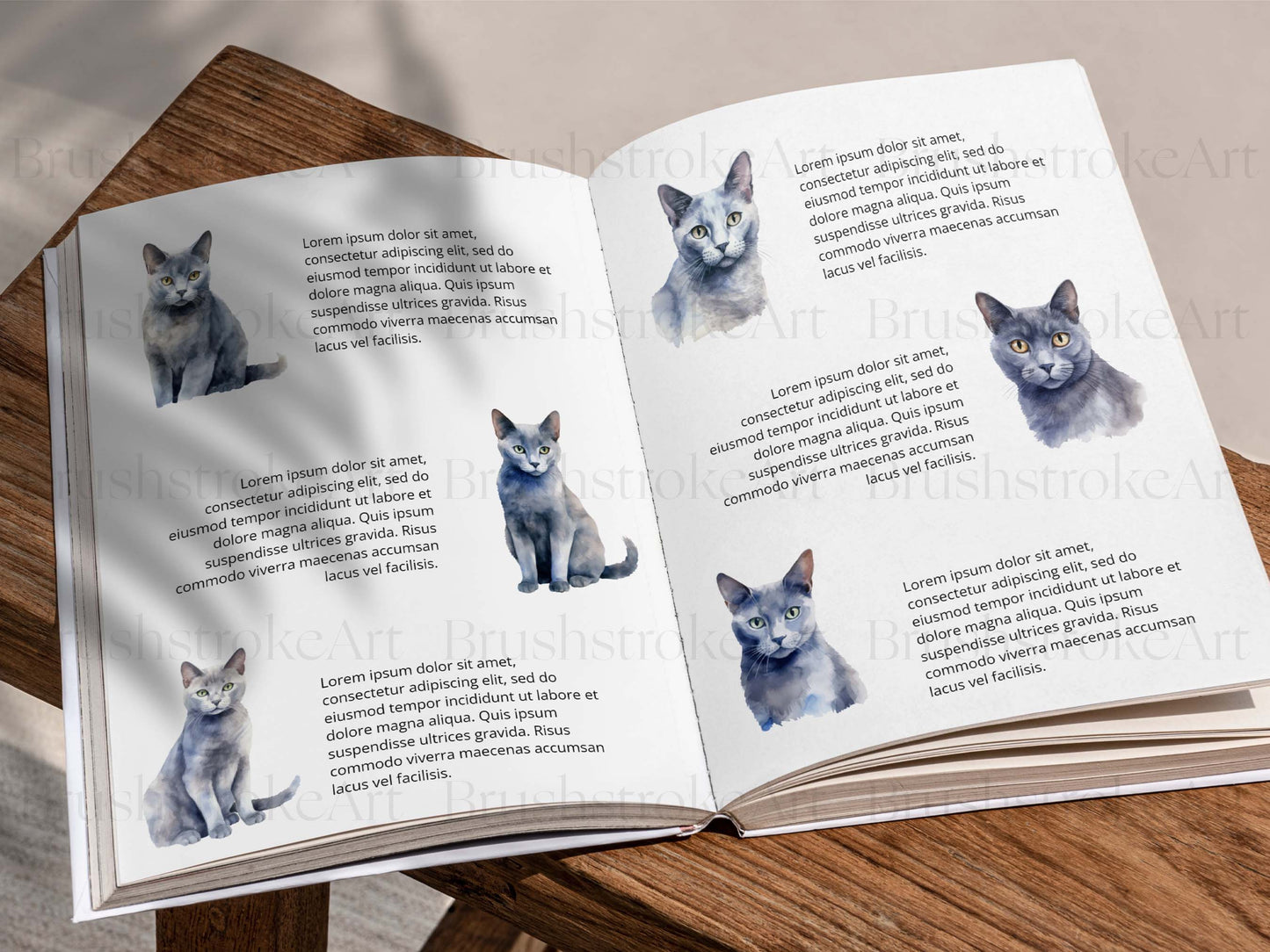 Russian Blue Cat Clipart, Watercolor Cat, Russian Cat Breed