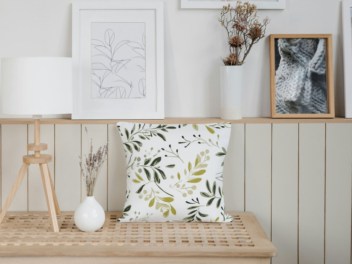 Olive green leaves pattern