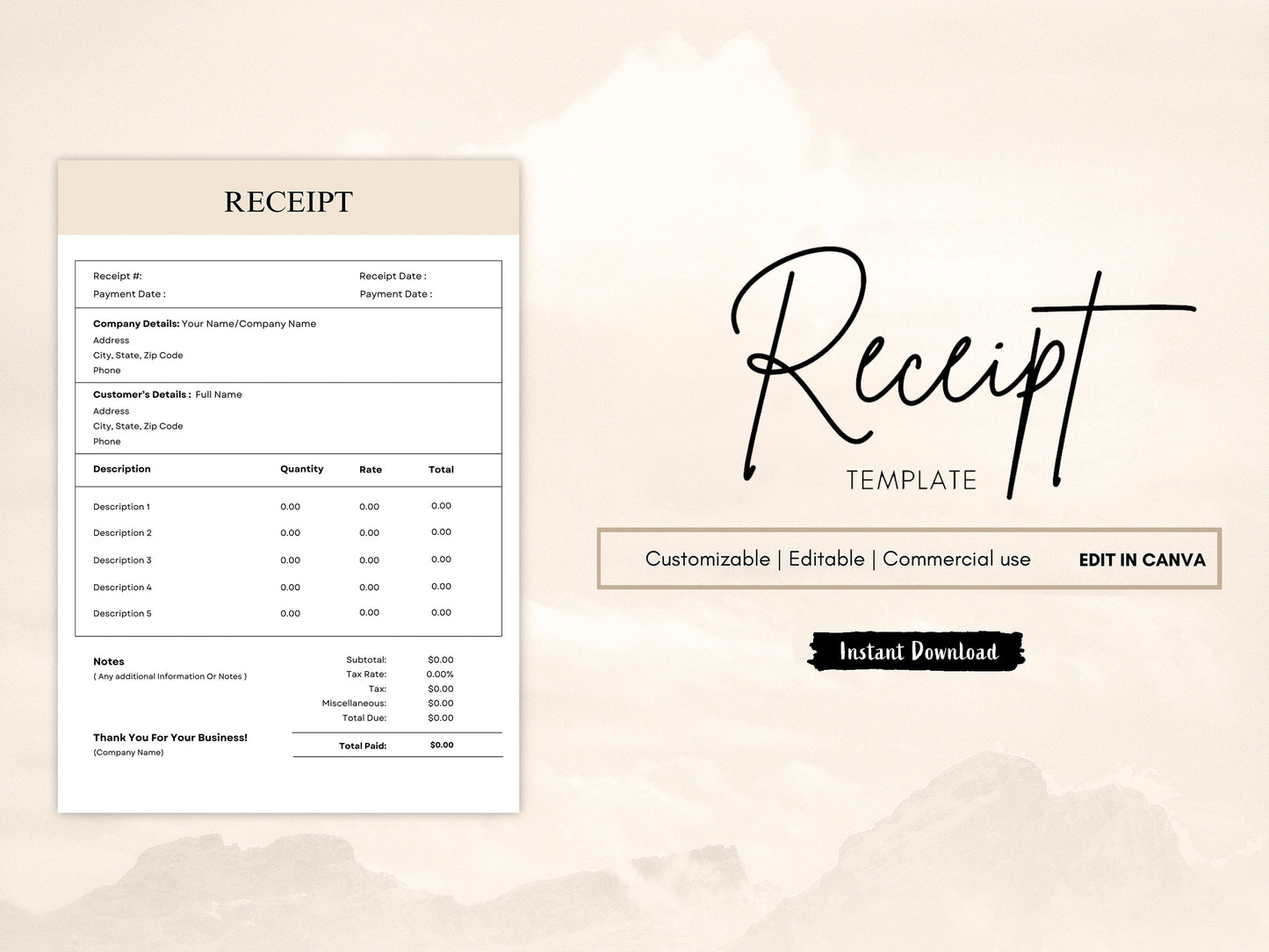 Printable Receipt