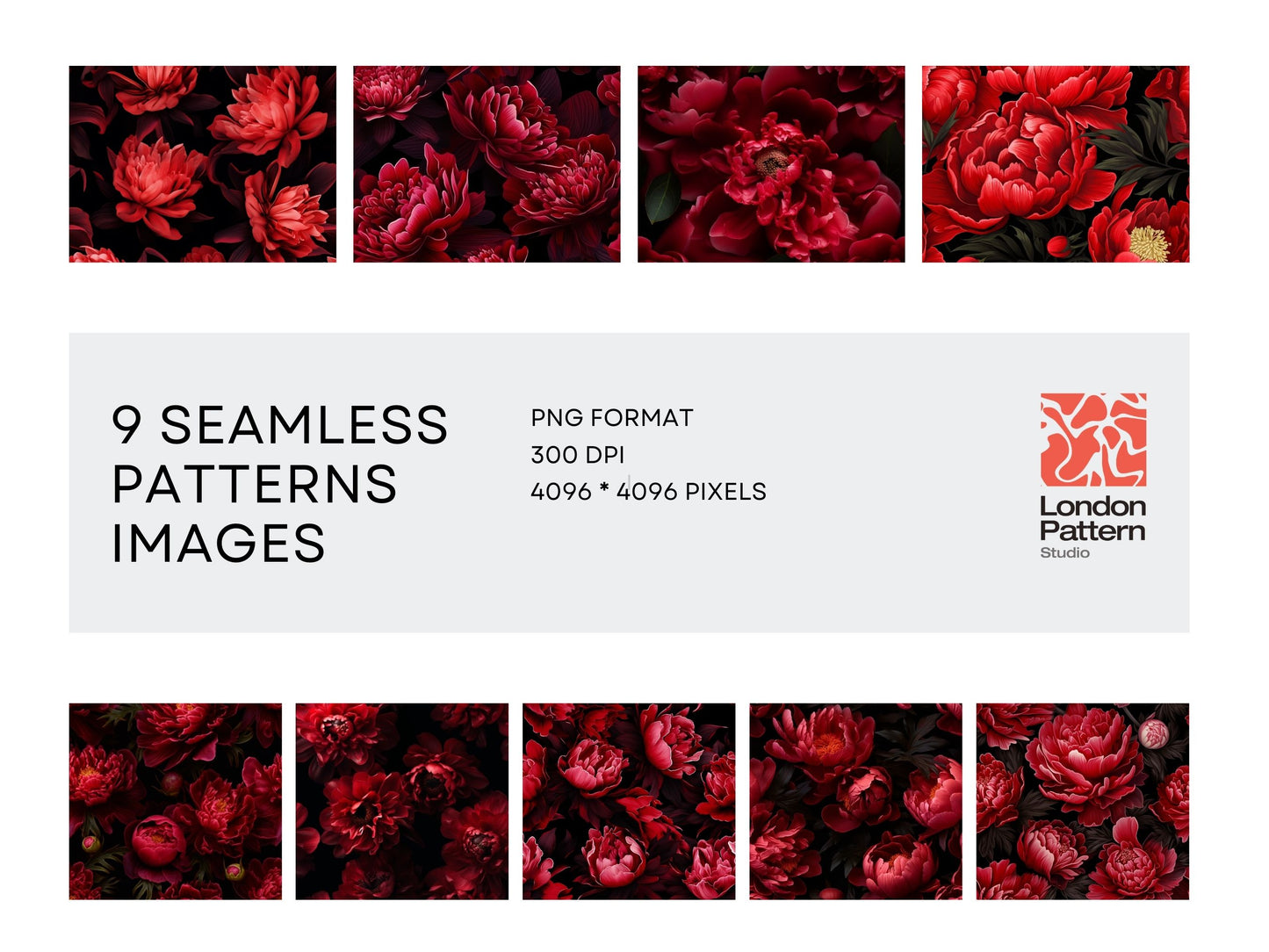 Red camellias pattern