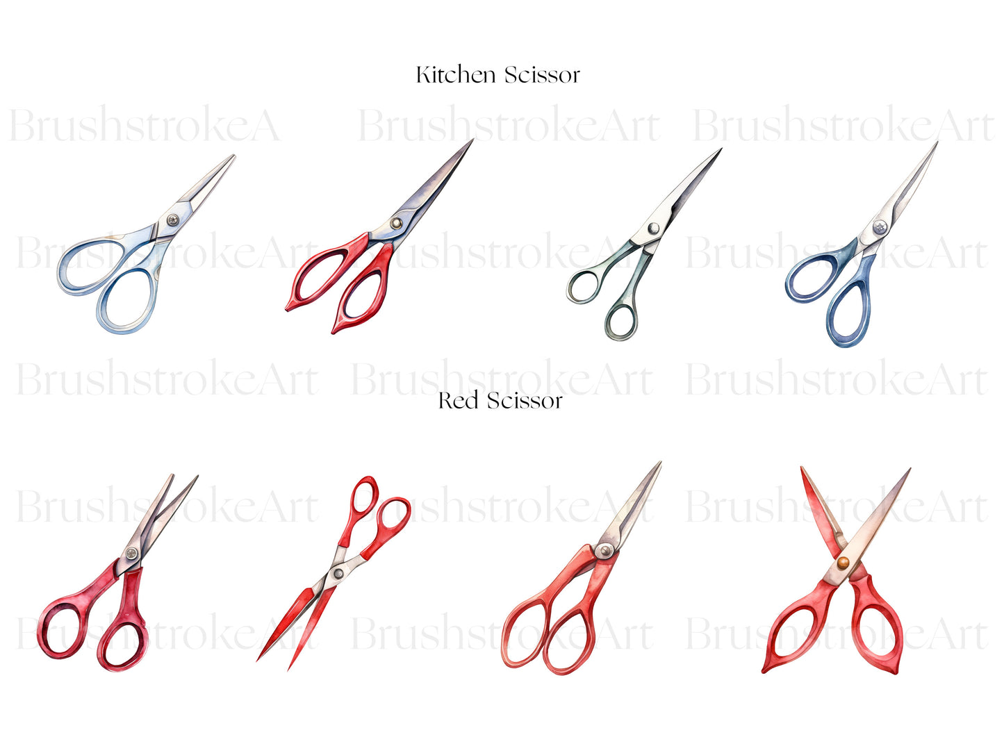 Watercolor Scissors Clipart, Vintage Scissors, Scissors Art