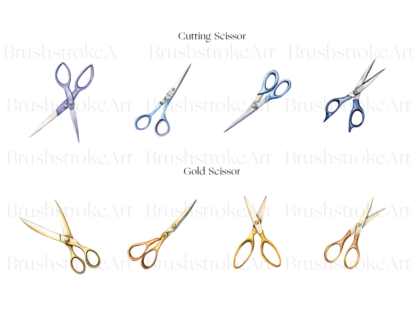 Watercolor Scissors Clipart, Vintage Scissors, Scissors Art
