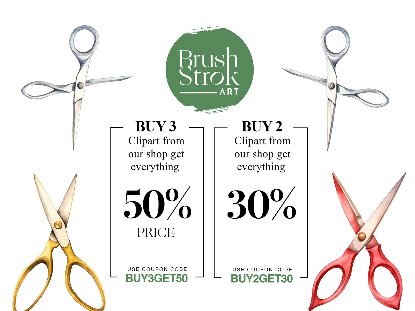 Watercolor Scissors Clipart, Vintage Scissors, Scissors Art