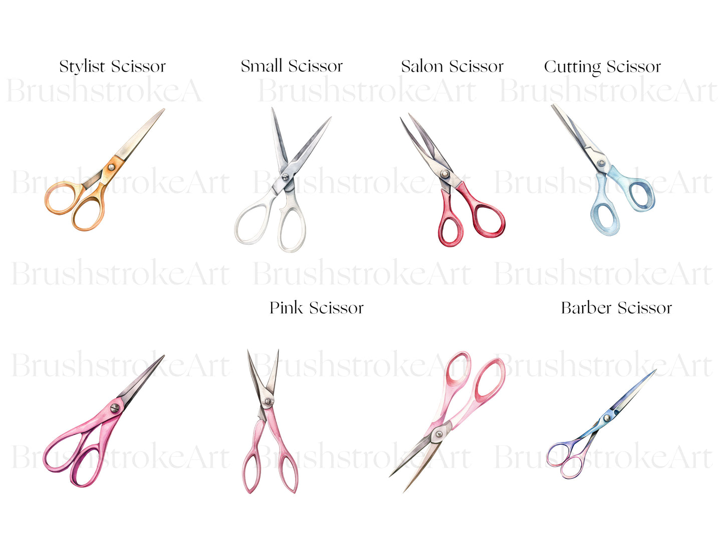 Watercolor Scissors Clipart, Vintage Scissors, Scissors Art