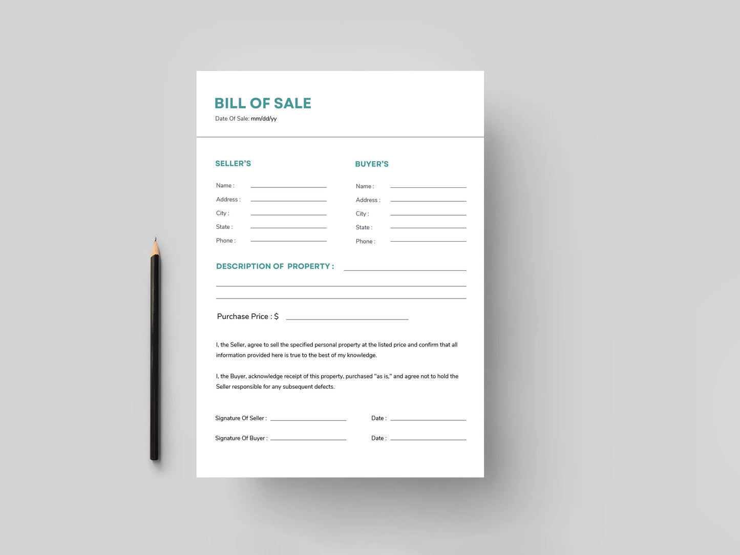 Vehicle Bill of Sale