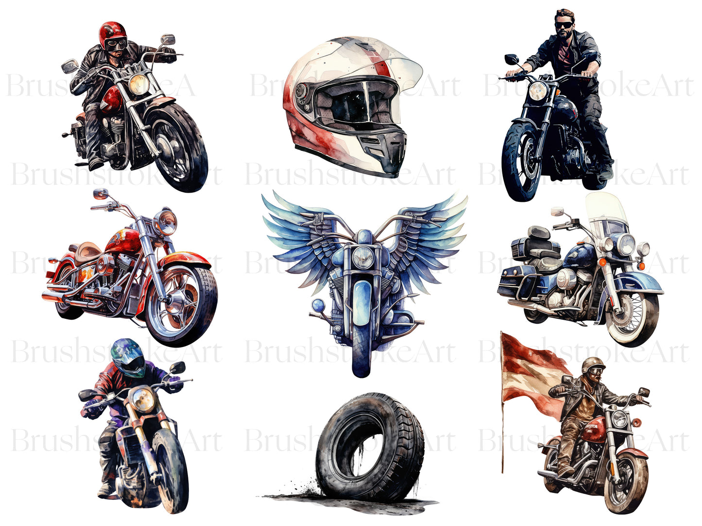 Watercolor Motorbike