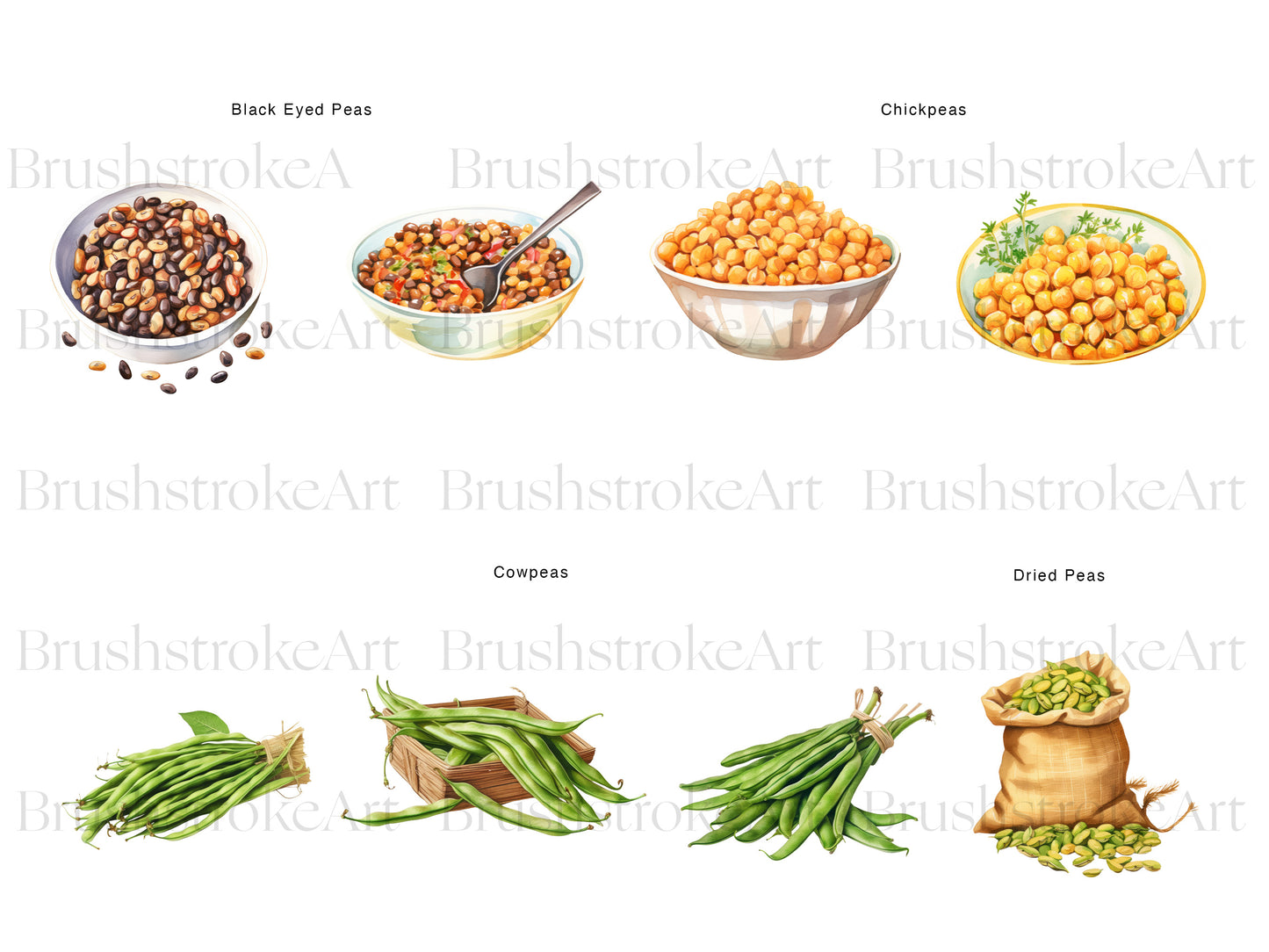Watercolor Peas