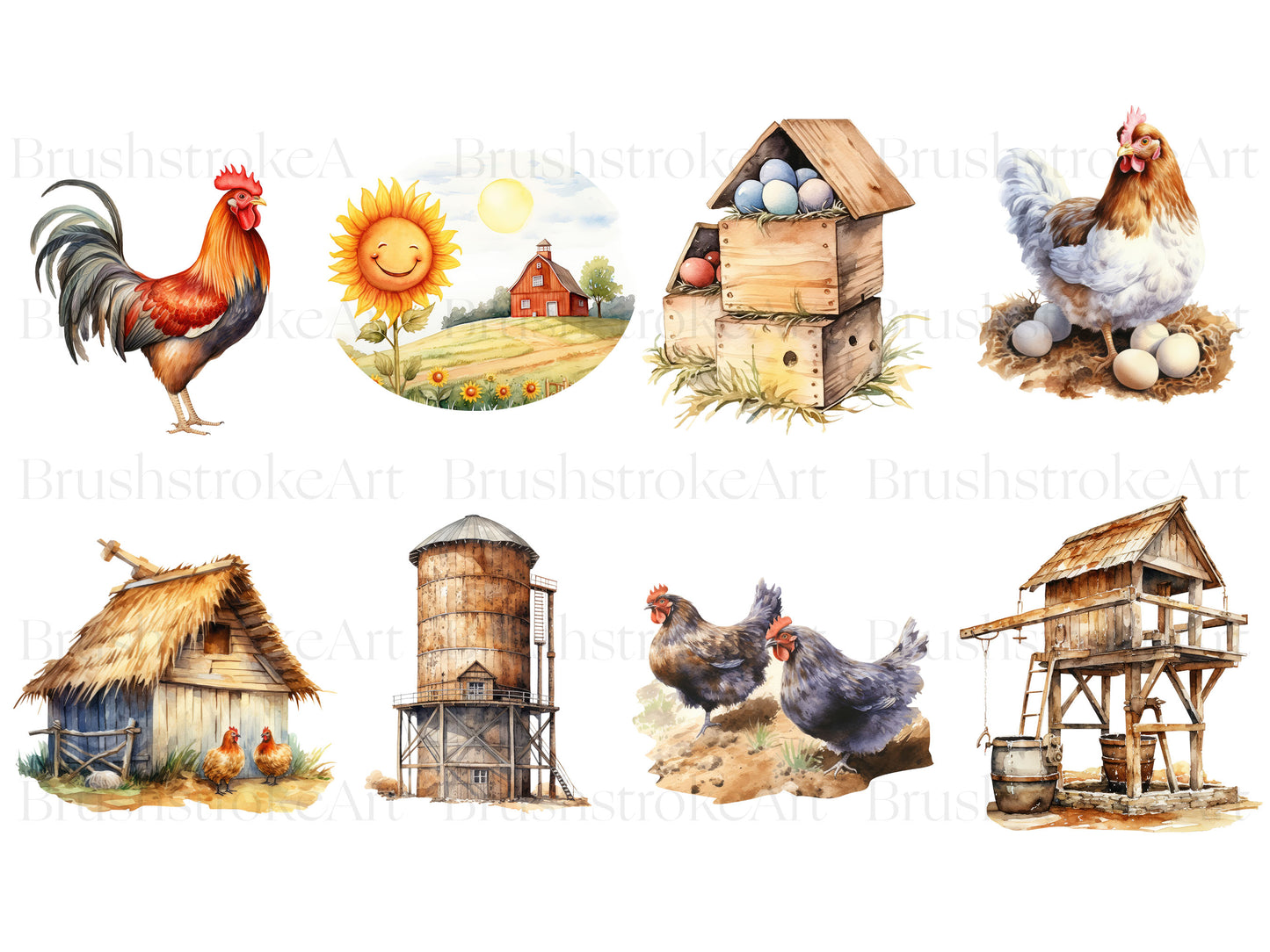 Watercolor hen