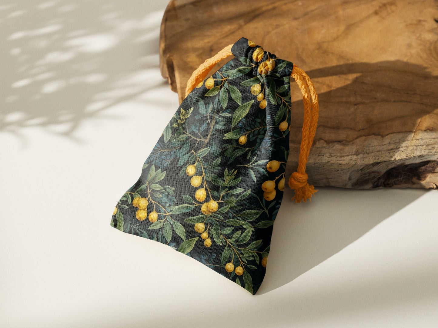 Yellow berries green leaves design