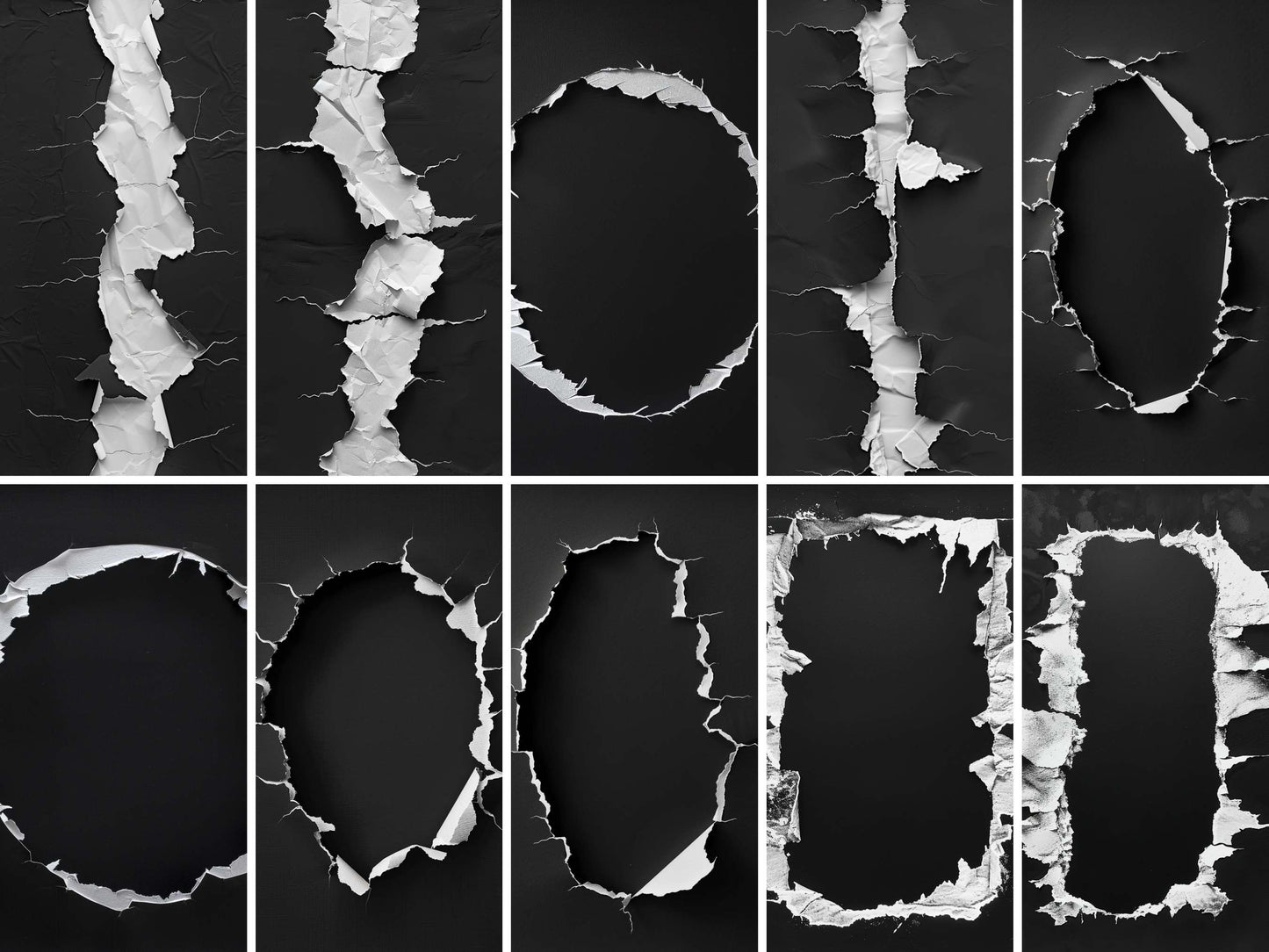 white ripped paper edges