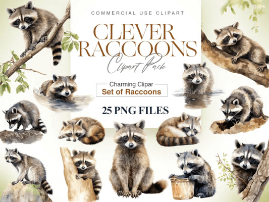 Watercolor Raccoon Clipart Royalty Free Images