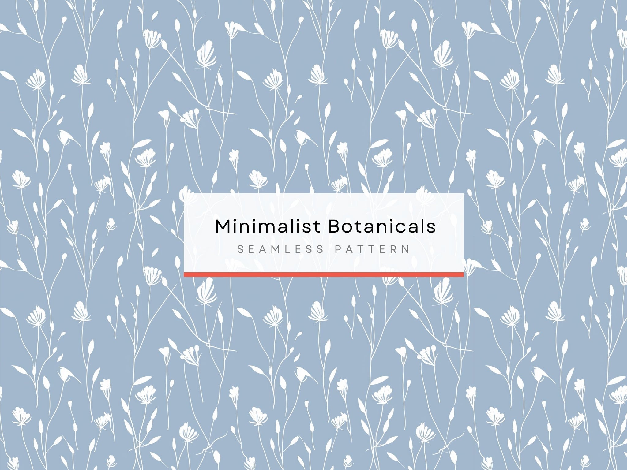 Minimalist Botanical Seamless pattern, White Ink Botanical Art – Clipartset
