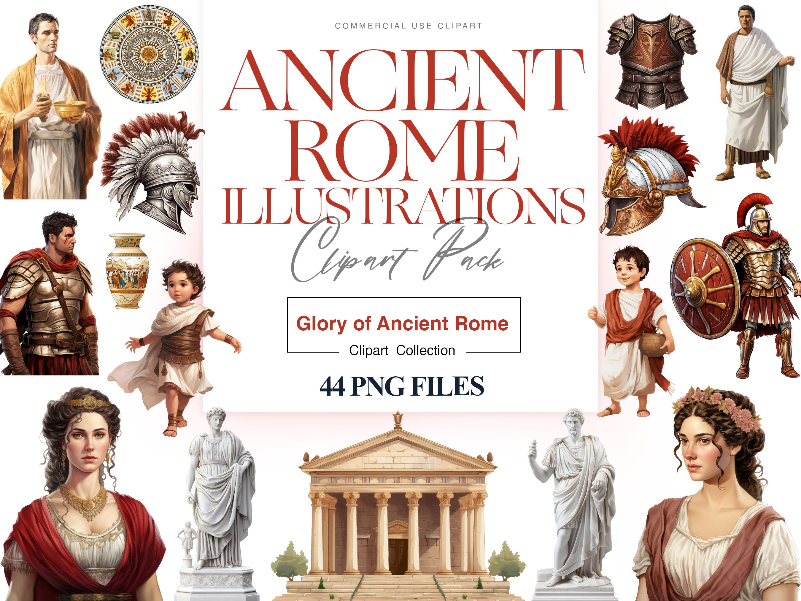 Ancient Rome Clipart, Roman Empire, Gladiator, Roman Design – Clipartset