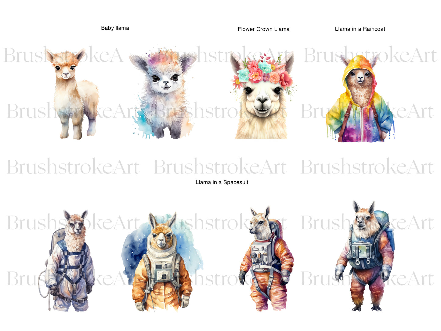 Watercolor Llama Clipart, Alpaca, Baby Llama PNG, Woodland