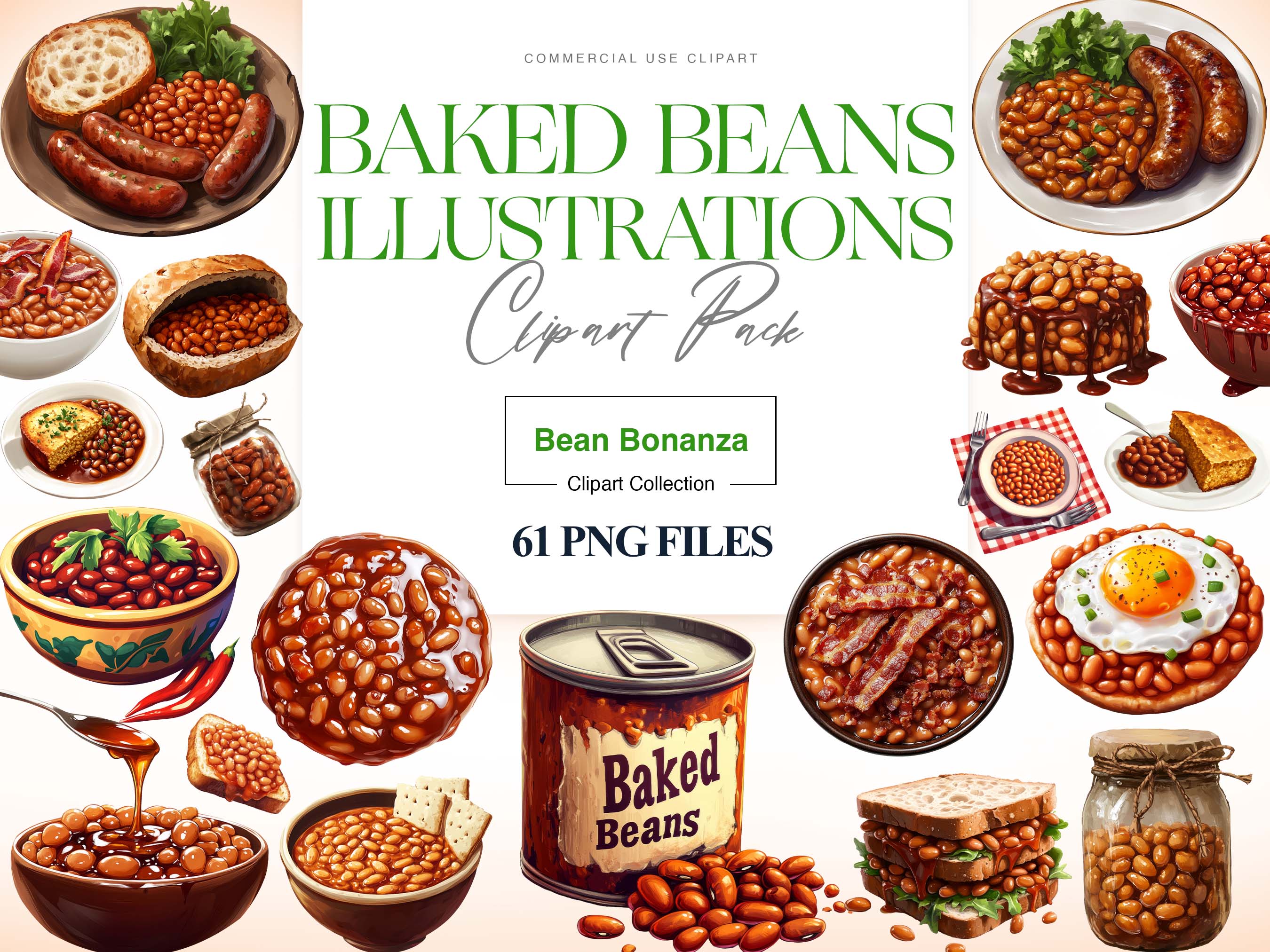 Baked Beans Clipart, Canned Beans PNG, BBQ Beans, Soul Food – Clipartset