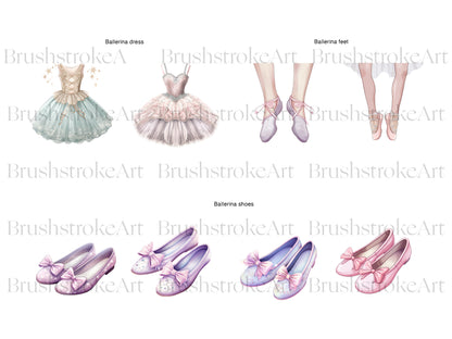 Watercolor Ballerina Clipart, Ballet, Cute Ballerina