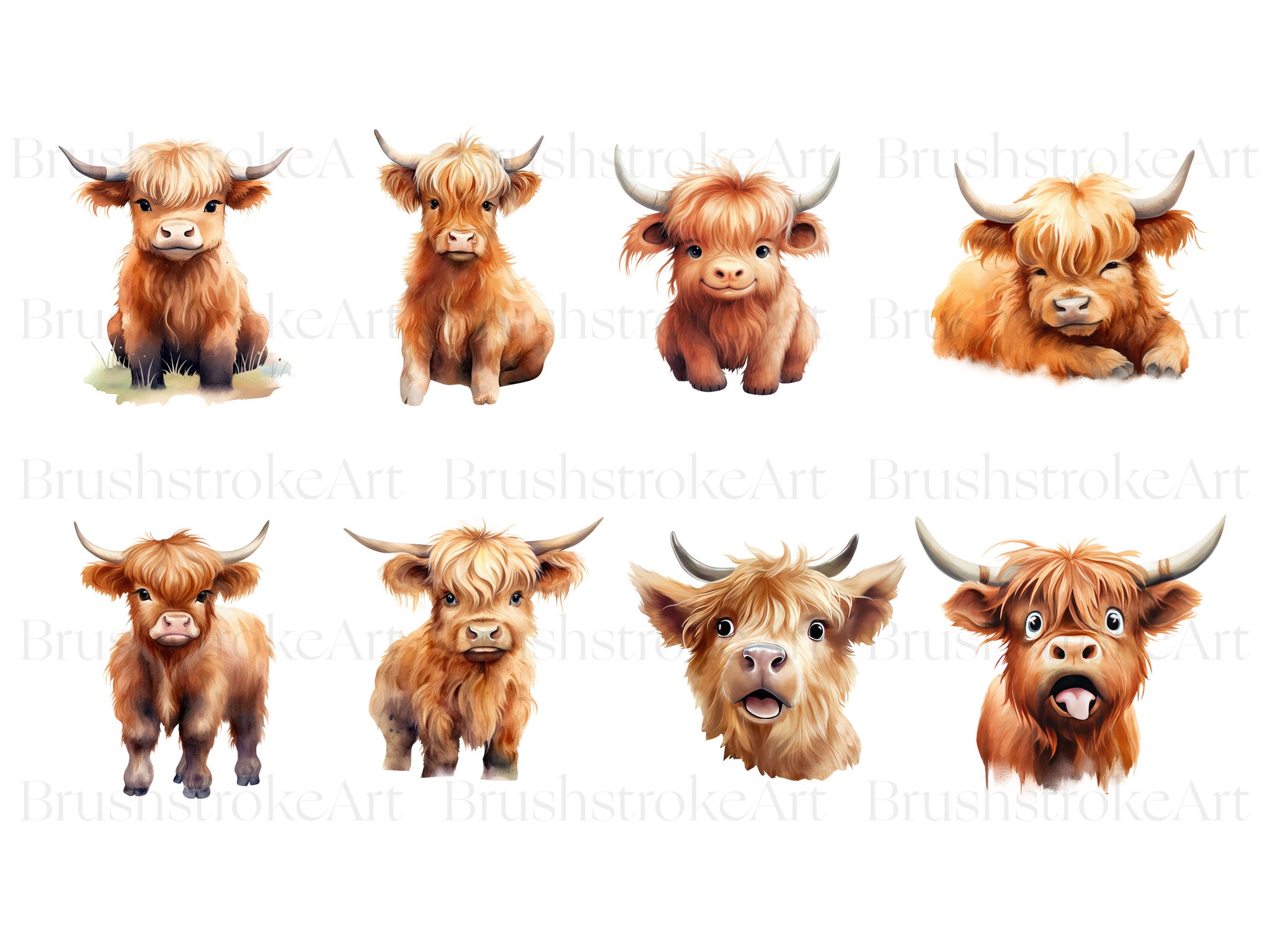 Watercolor Cow Clipart, Cute Cow PNG, Cattle PNG, Floral Cow – Clipartset