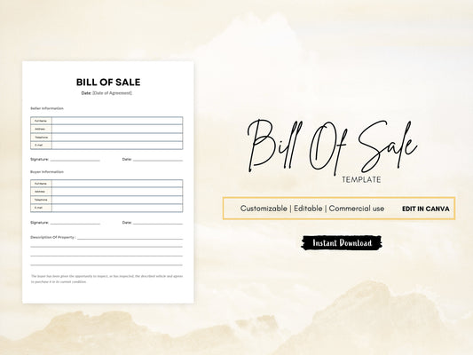Vehicle Bill of Sale, Car Sale Form, Sale Document Receipt