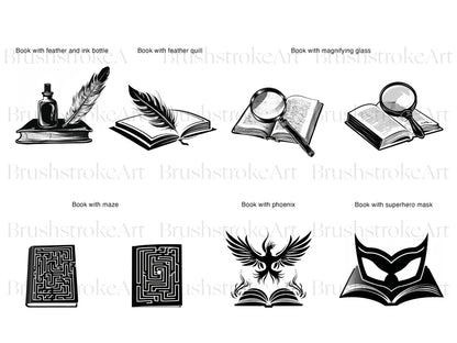 Magic Book Silhouette Clipart, Book of Magic, Open Book PNG