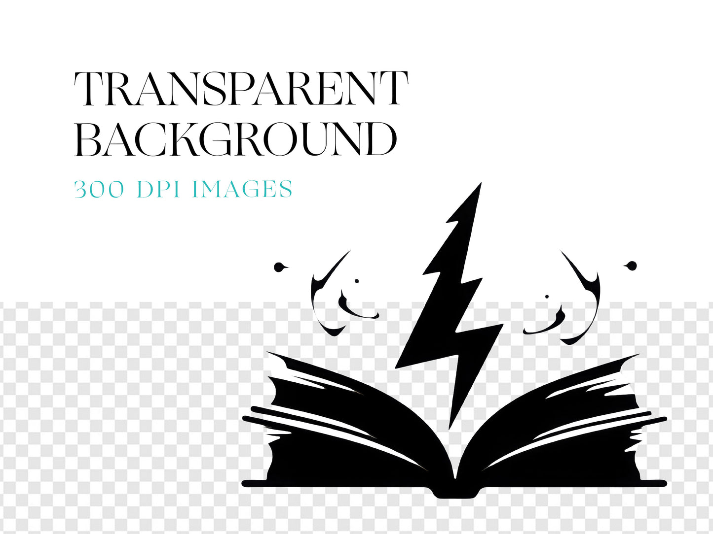 Magic Book Silhouette Clipart, Book of Magic, Open Book PNG