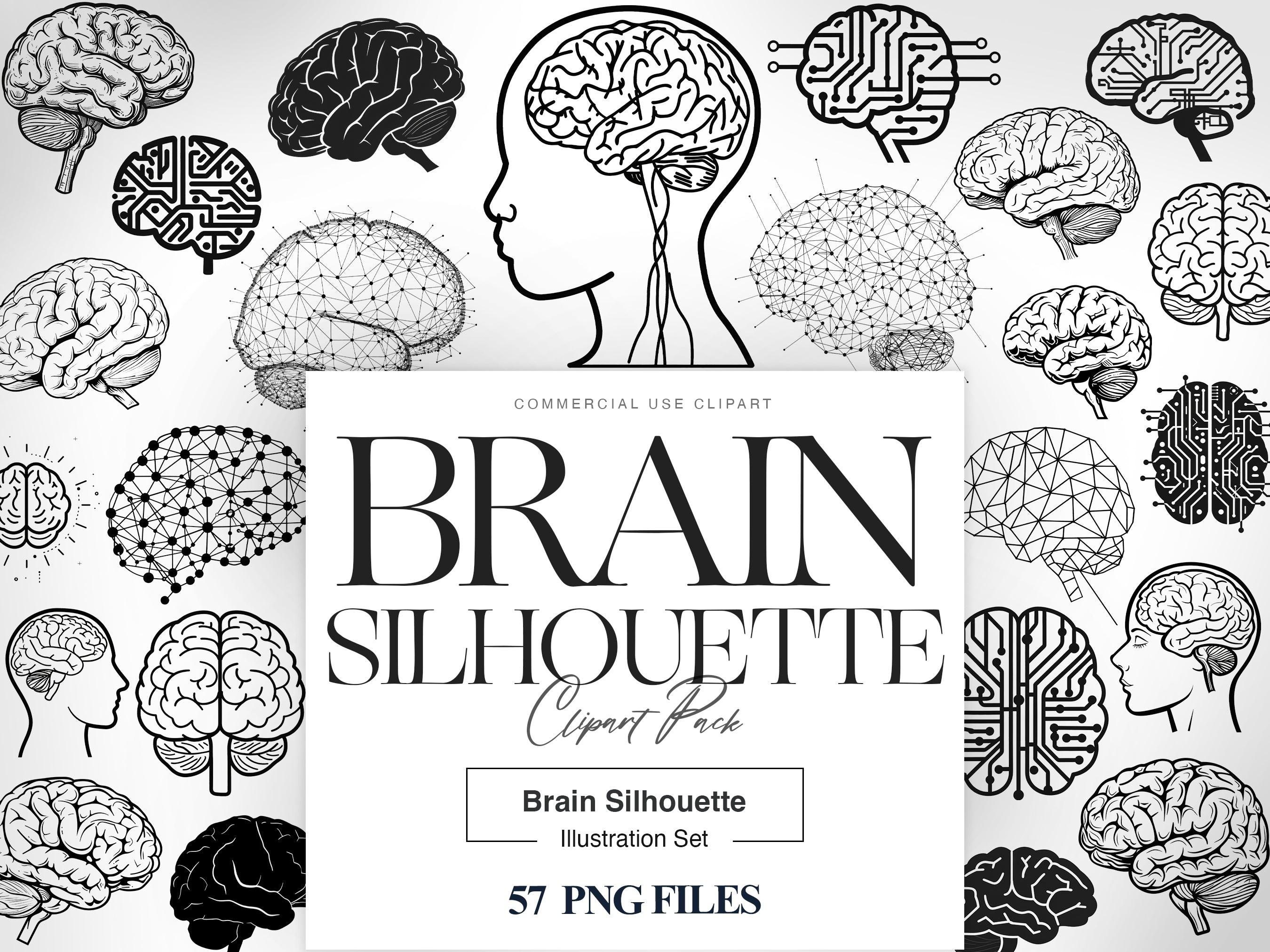 Brain Silhouette Clipart, Brain Anatomy, Human Brain PNG – Clipartset