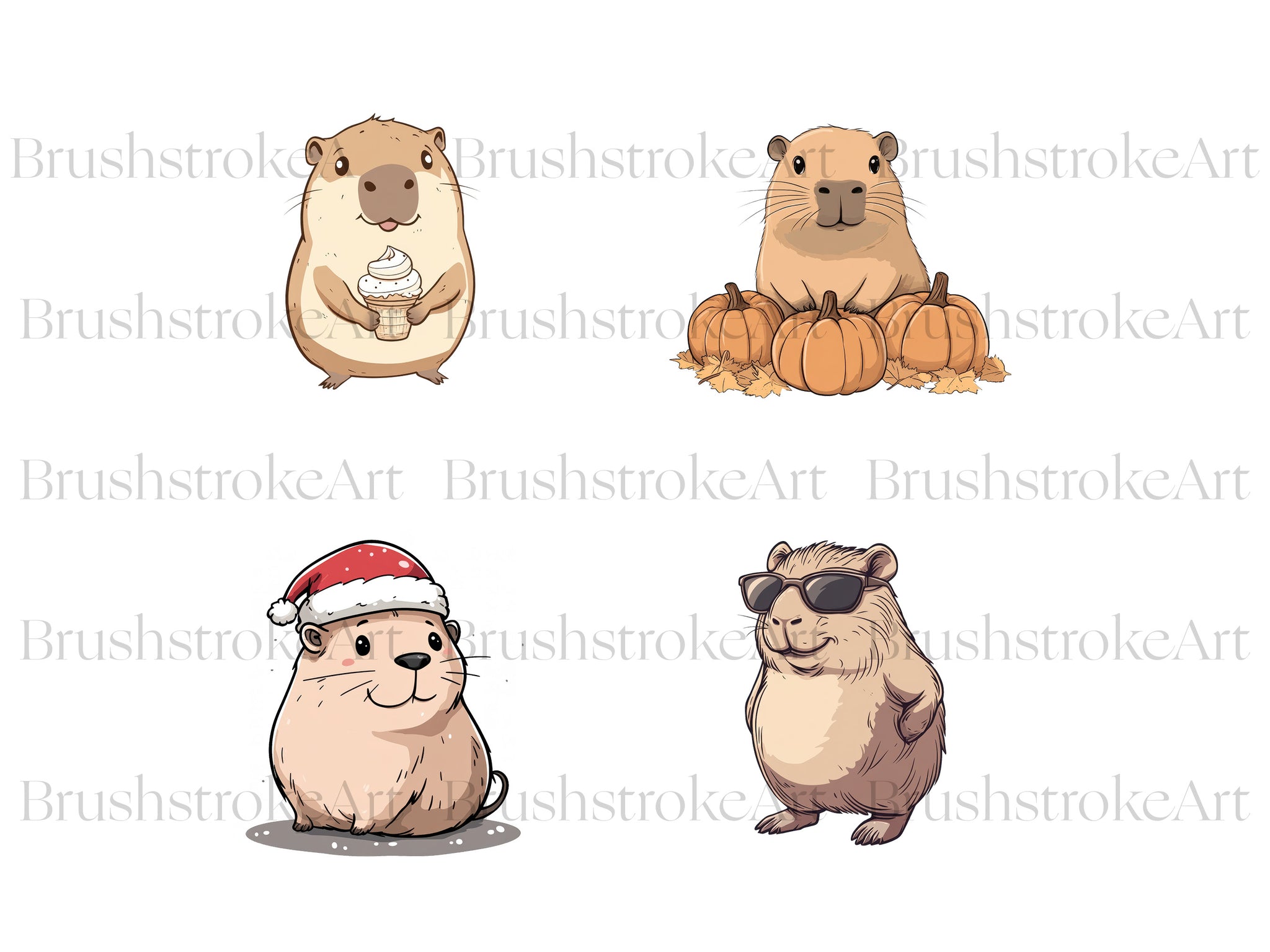 Cute Capybara Clipart, Capybara Family, Halloween Capybara – Clipartset