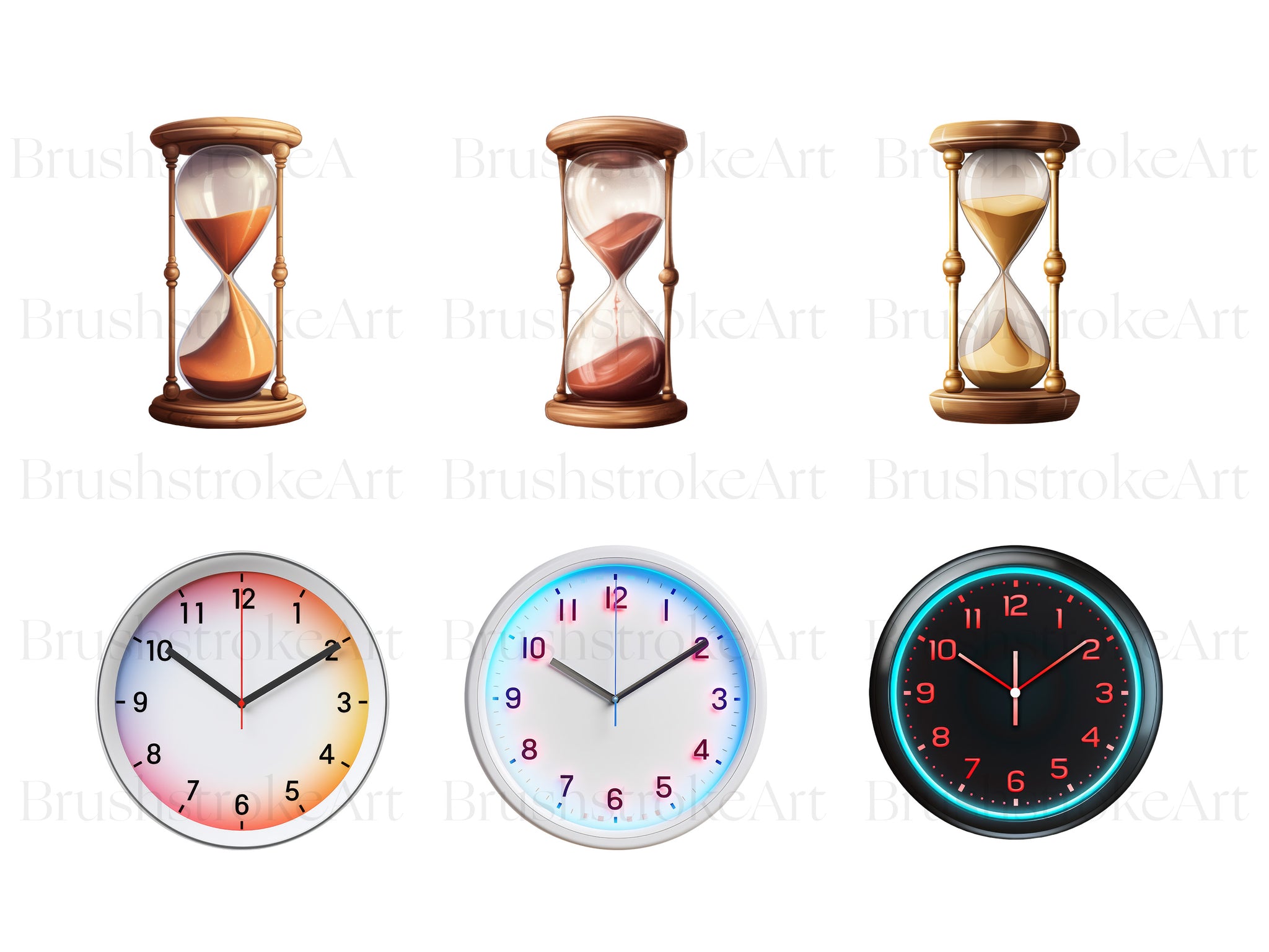 Clock Illustration Clipart, Antique Clock, Watercolor Clock – Clipartset