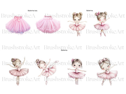 Watercolor Ballerina Clipart, Ballet, Cute Ballerina