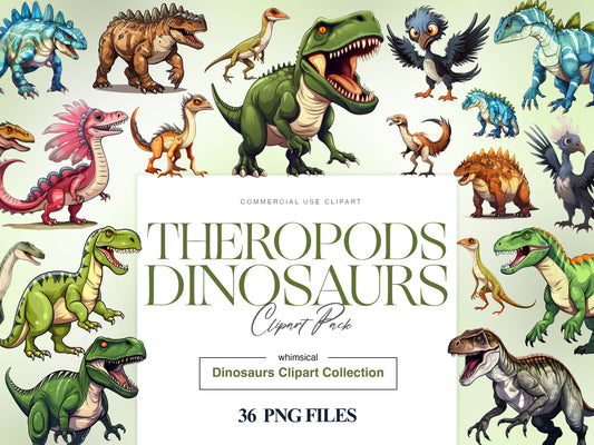 Theropod Dinosaur Clipart, T Rex PNG, Paleontology Sticker