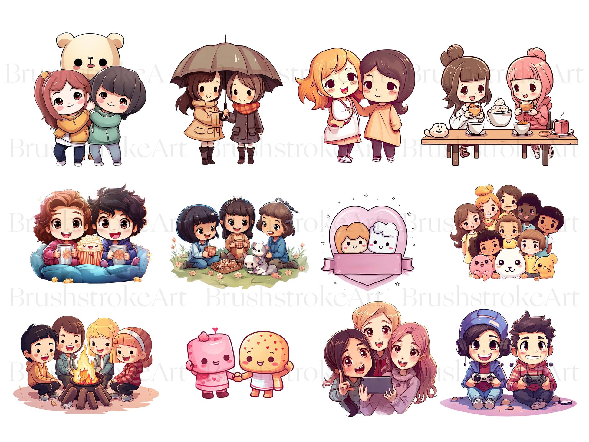 Watercolor Friendship Clipart, Best Friends, BFF, Friendship Day