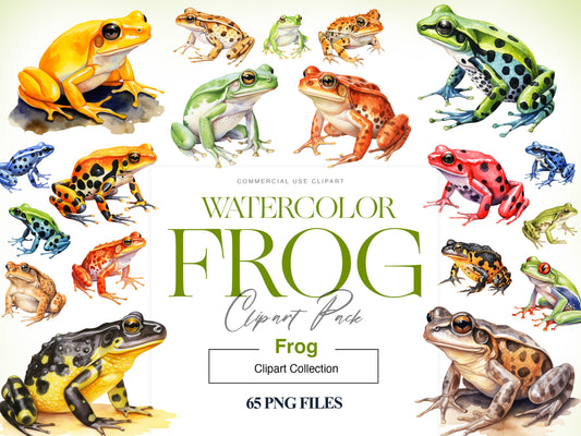 Watercolor Frog Clipart, Cane Toad, Leopard Frog PNG, Toad