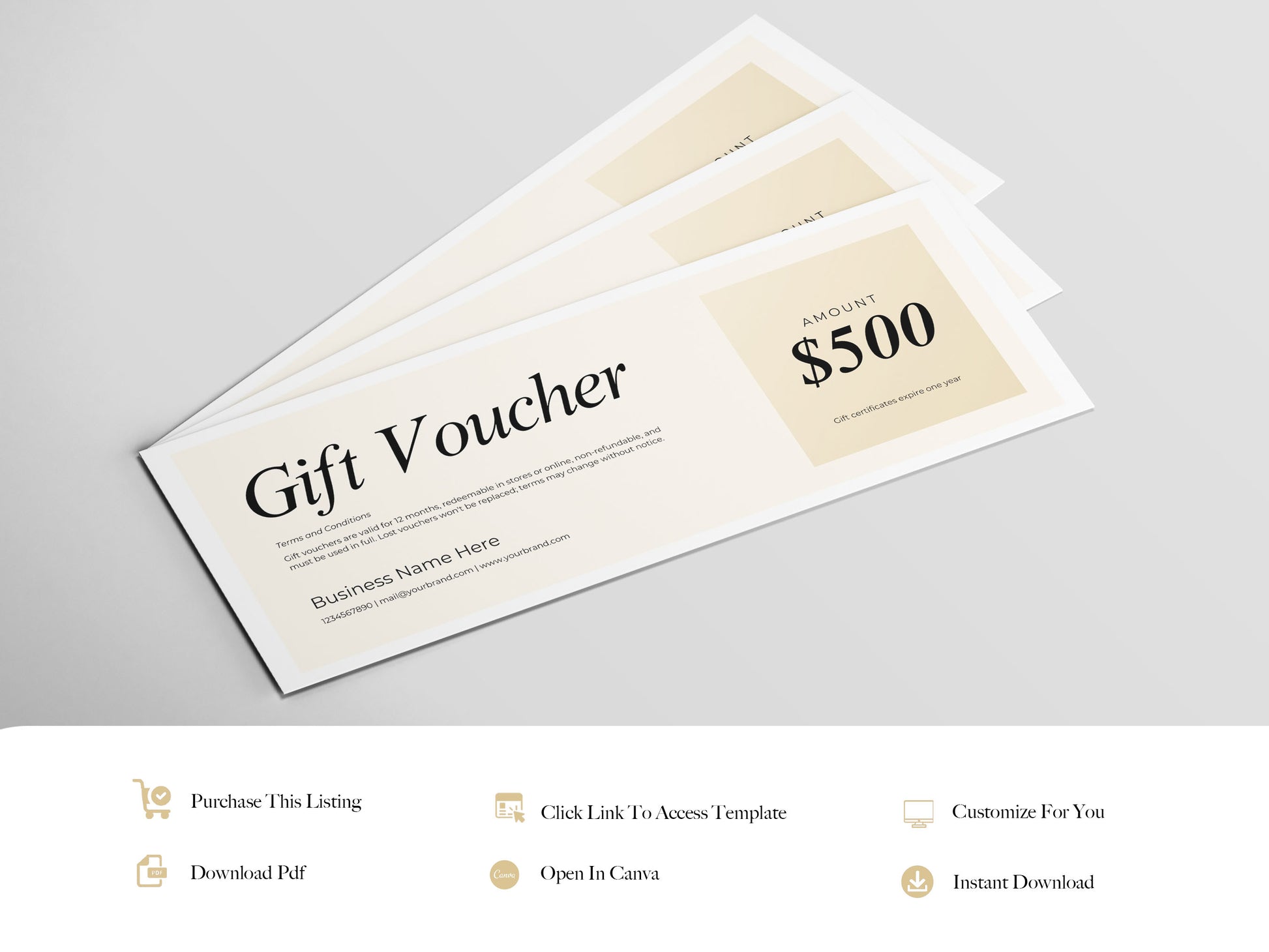 Gift Certificate Template, Printable, Voucher Template PDF
