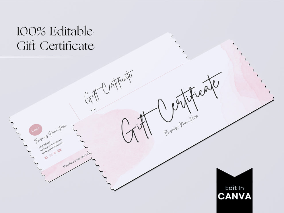 Editable Gift Certificate Template, Gift Card, Printable – Clipartset