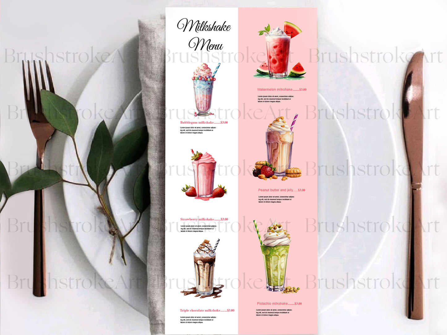 Milkshake Menu