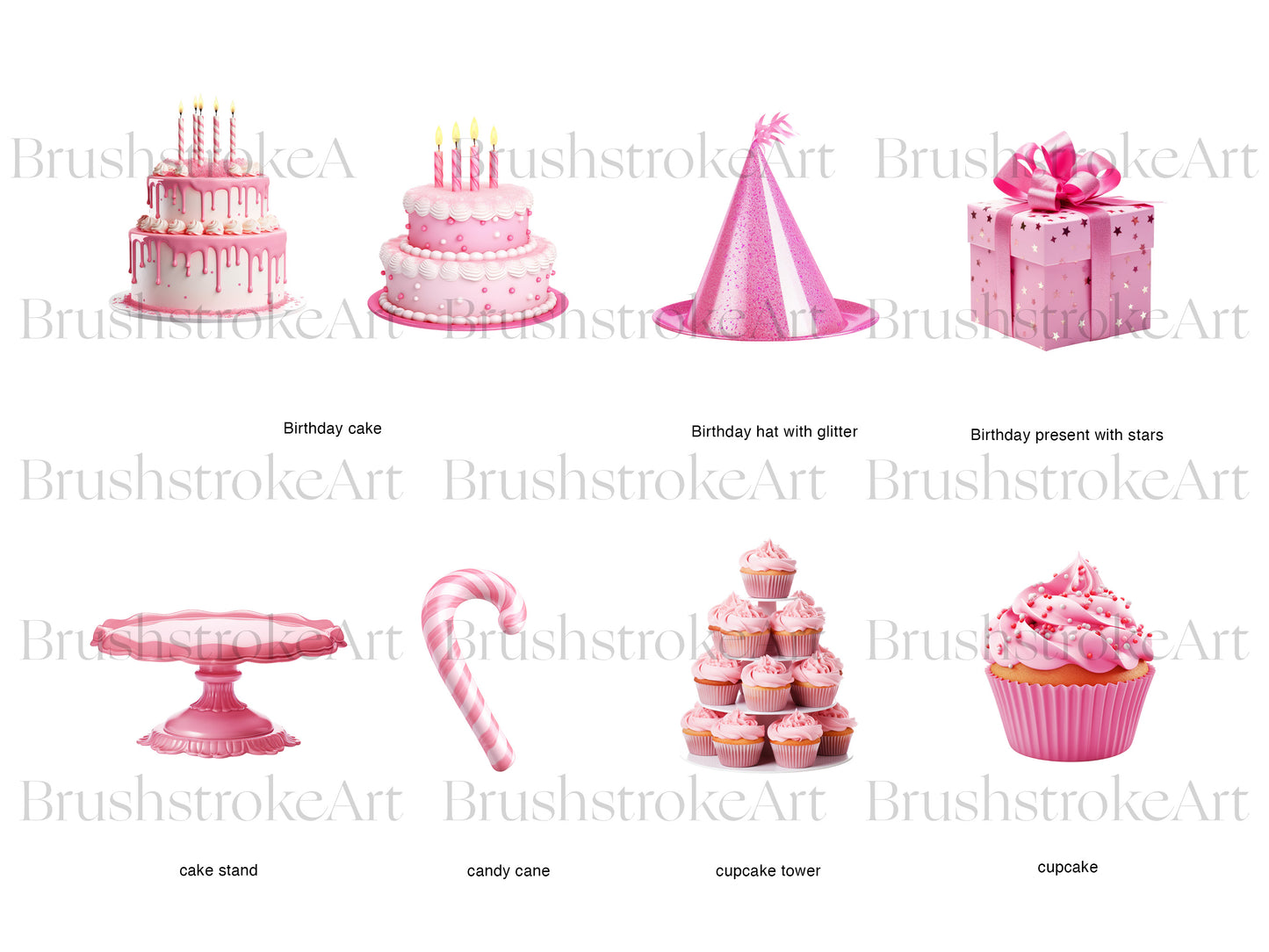 Pink Birthday Clipart, Birthday Balloon, Pink Birthday Cake