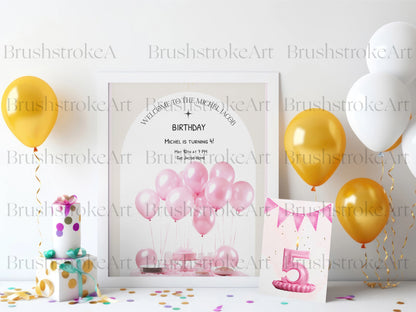 Pink Birthday Clipart, Birthday Balloon, Pink Birthday Cake