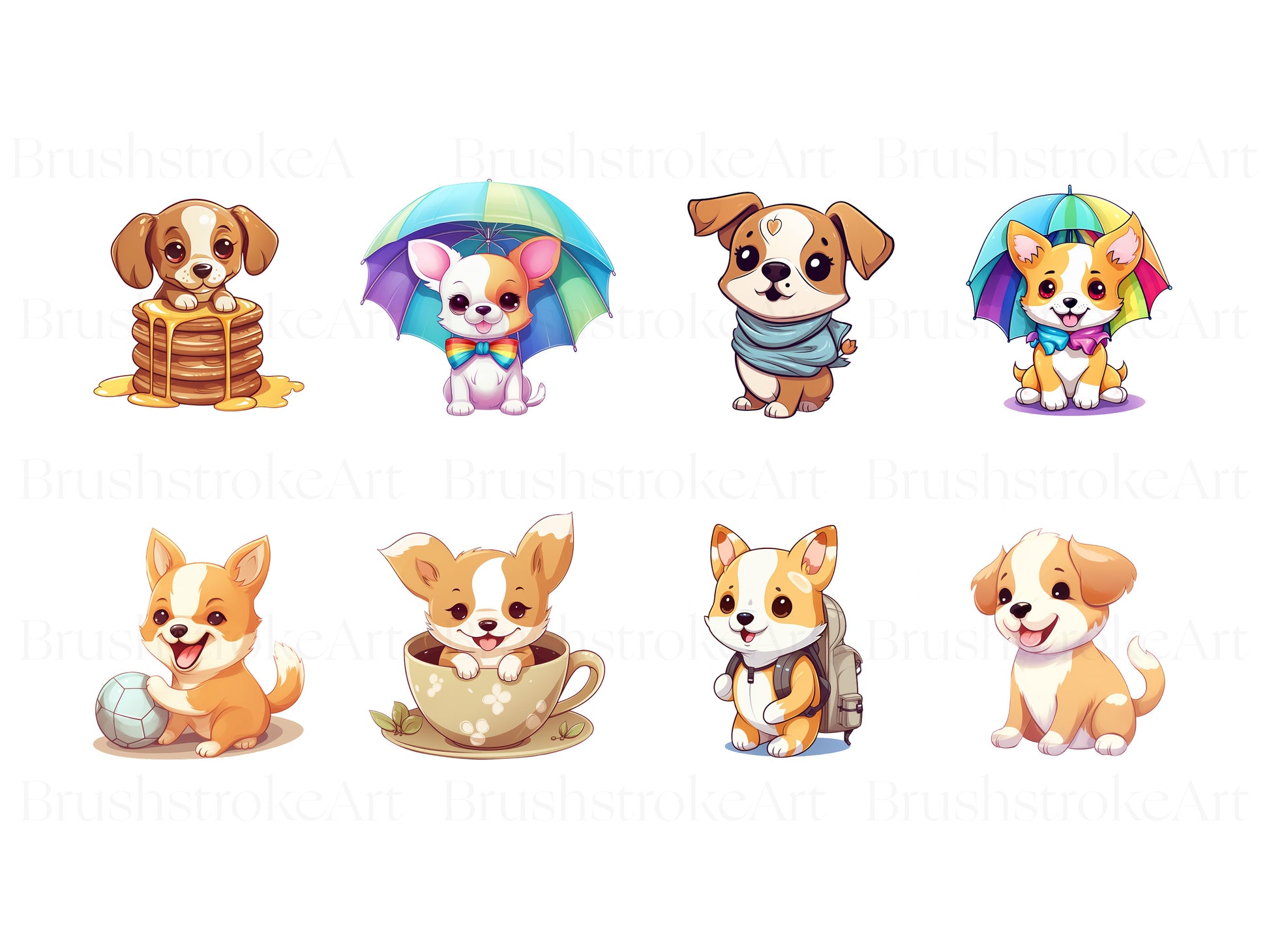 Kawaii Dog Clipart, Dog Stickers, Puppy Clipart, Cute Dog – Clipartset