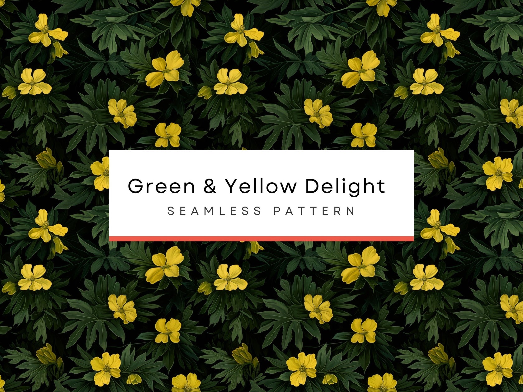 Green & Yellow Delight Seamless Pattern, Floral Illustration – Clipartset