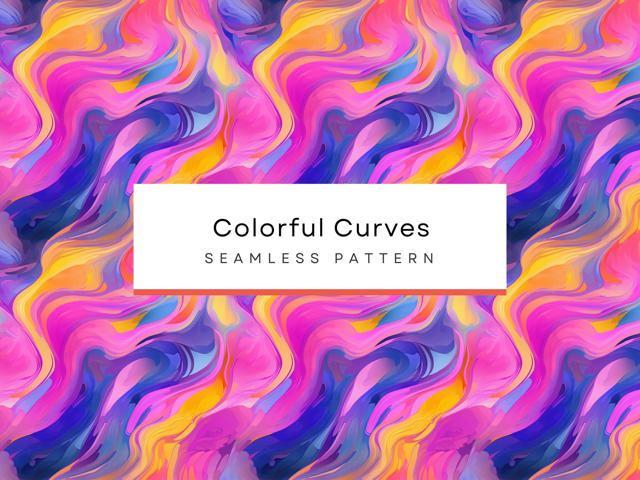 Colorful Curves Set Seamless pattern, Digital Oil Painting – Clipartset